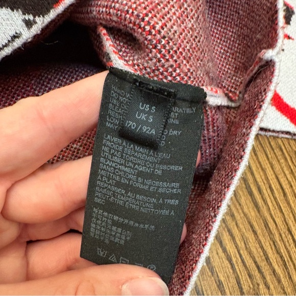 Anthropologie Mock Neck Floral Lizzy Knit Sweater Size Small Red Gray & Black - Picture 6 of 12